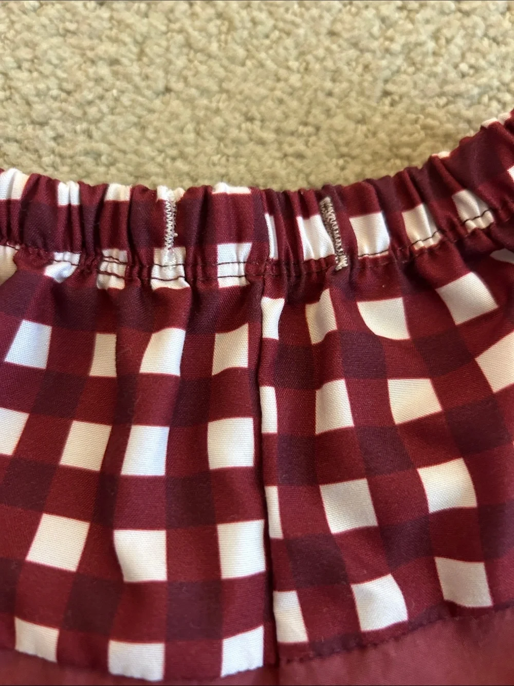 Boys Maroon Check & Bulldog Patch Swimsuit